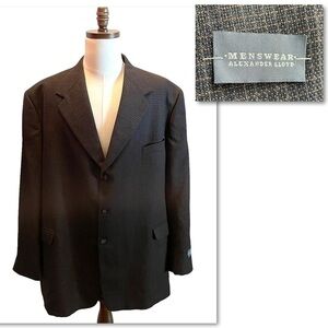 Alexander Lloyd Suit Jacket Blazer Tweed Black 56L NWT Sport Coat Menswear wool
